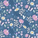 Butterfly Garden Col. 101 Butterflies & Flowers Navy - Due Jan/Feb