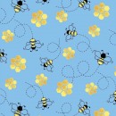 Printed Wincy Col. 105 Bees Blue (Min: 10mtrs)